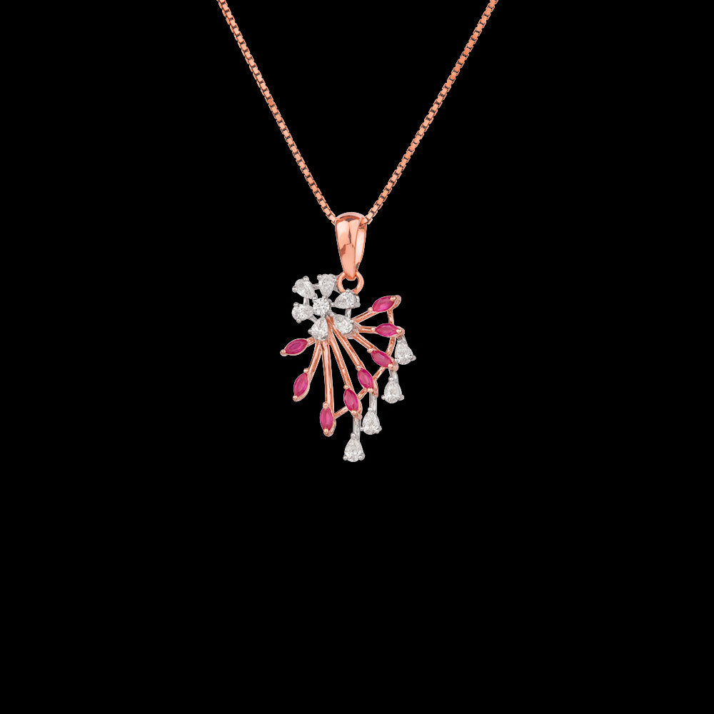 18K Two Tone Gold Diamond Pendant - 0.435ct VVS-EF with Colour Stones