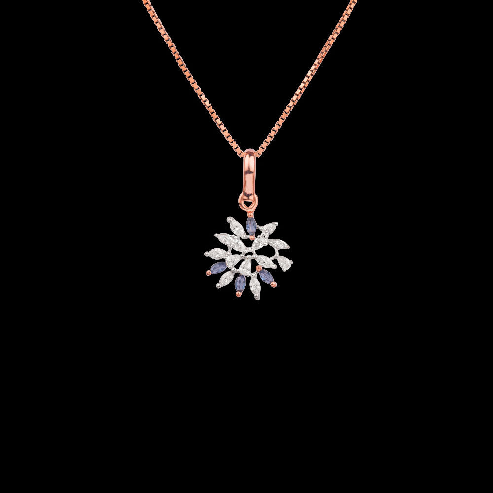 18K Two Tone Gold Diamond Pendant - 0.45ct VVS-EF with Colour Stones
