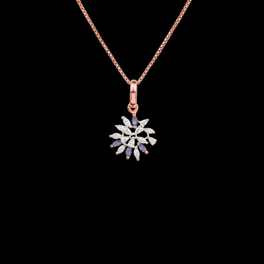 18K Two Tone Gold Diamond Pendant - 0.45ct VVS-EF with Colour Stones