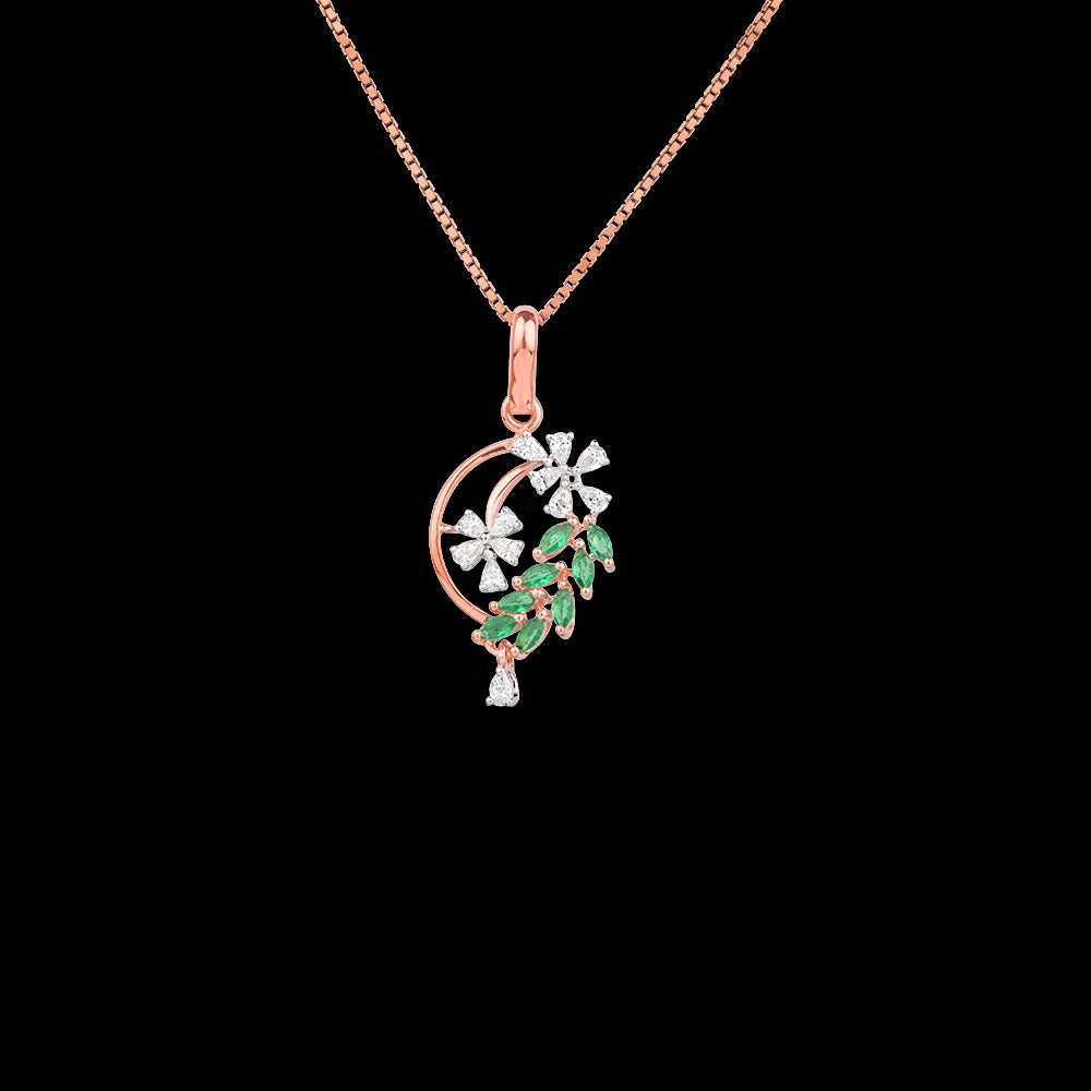 18K Two Tone Gold Diamond Pendant - 0.25ct VVS-EF with Colour Stones