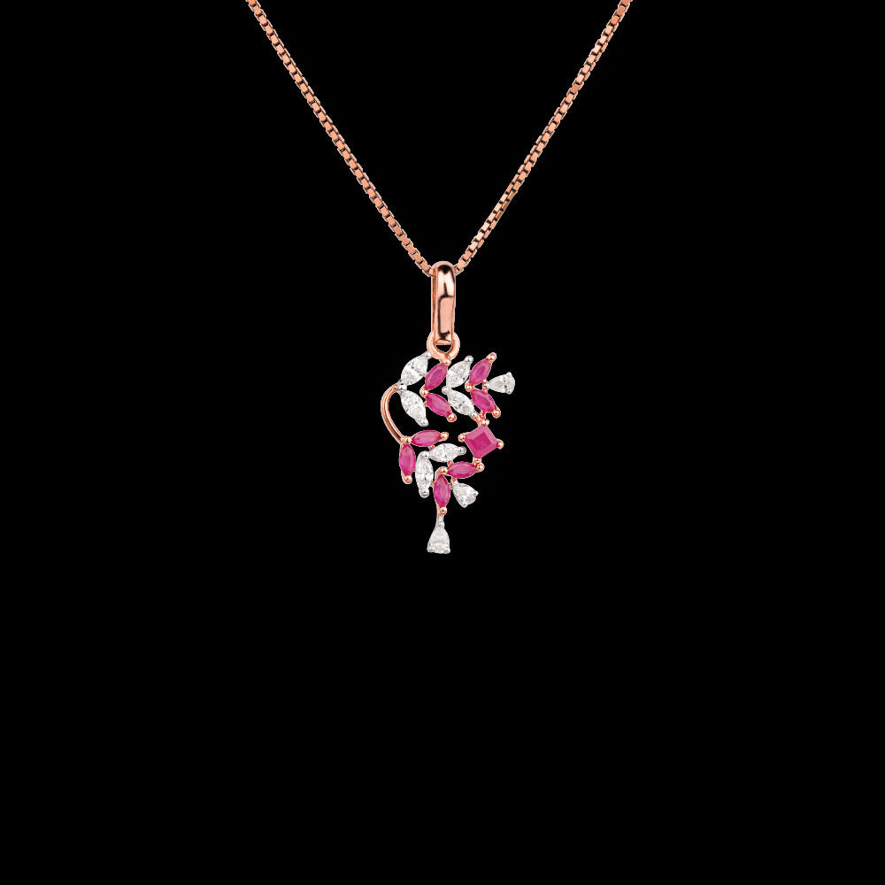 18K Two Tone Gold Diamond Pendant - 0.305ct VVS-EF with Colour Stones