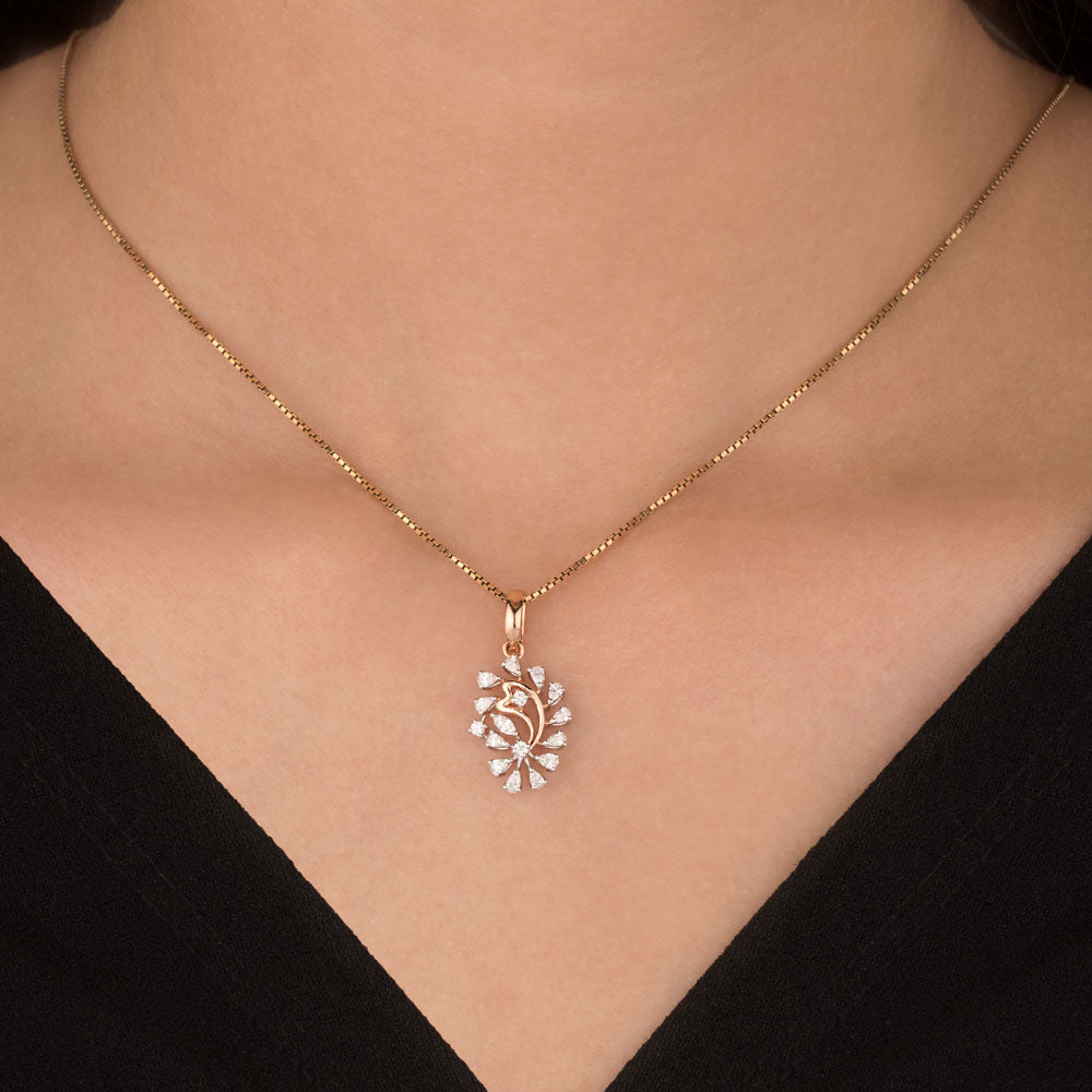 18K Two Tone Gold Diamond Pendant - 0.64ct VVS-EF