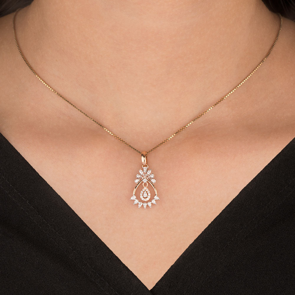 18K Two Tone Gold Diamond Pendant - 0.65ct VVS-EF