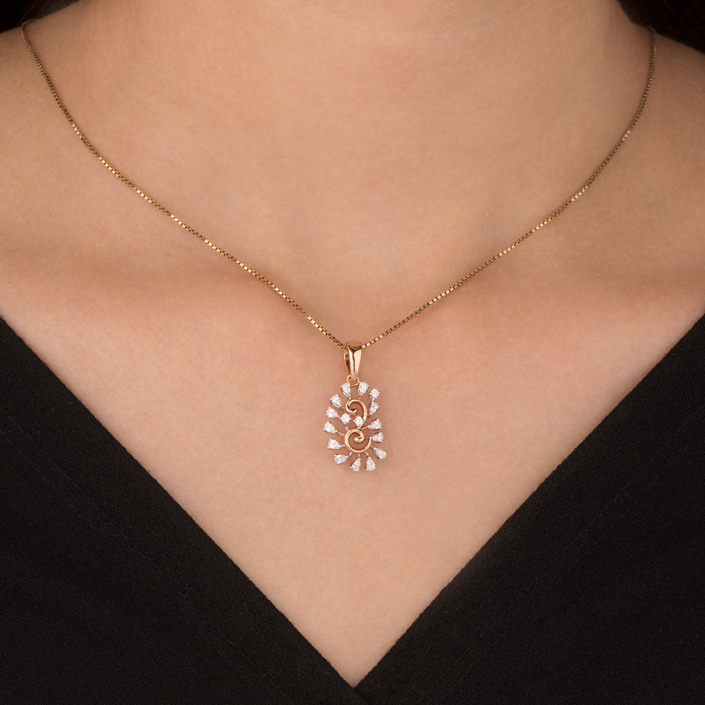 18K Two Tone Gold Diamond Pendant - 0.405ct VVS-EF