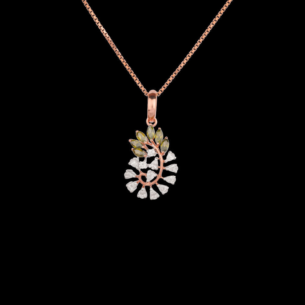 18K Two Tone Gold Diamond Pendant - 0.355ct VVS-EF with Colour Stones