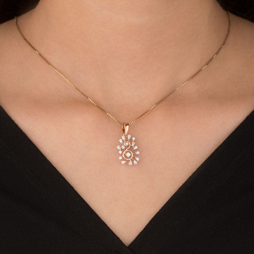 18K Two Tone Gold Diamond Pendant - 0.63ct VVS-EF