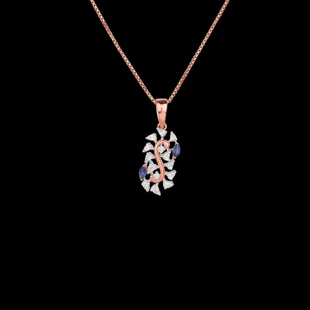 18K Two Tone Gold Diamond Pendant - 0.41ct VVS-EF with Colour Stones