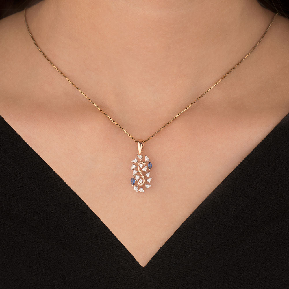 18K Two Tone Gold Diamond Pendant - 0.41ct VVS-EF with Colour Stones