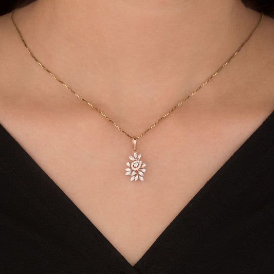 18K Rose Gold Diamond Pendant - 0.64ct VVS-EF