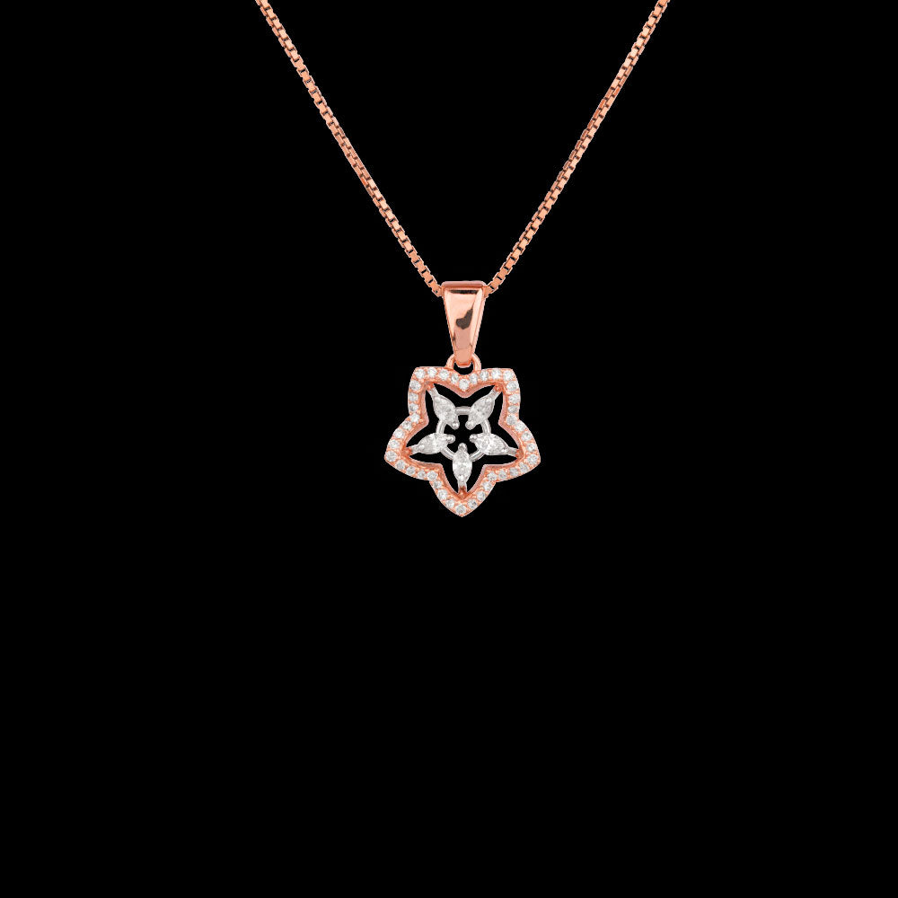 18K Two Tone Gold Diamond Pendant - 0.42ct VVS-EF