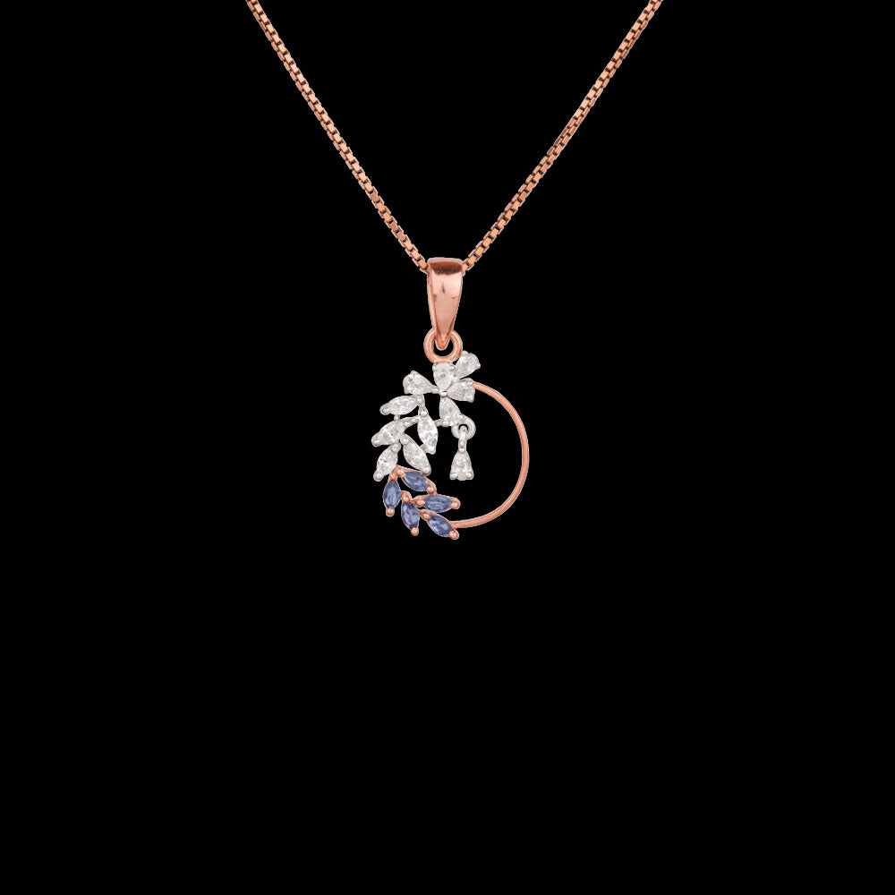 18K Two Tone Gold Diamond Pendant - 0.43ct VVS-EF with Colour Stones