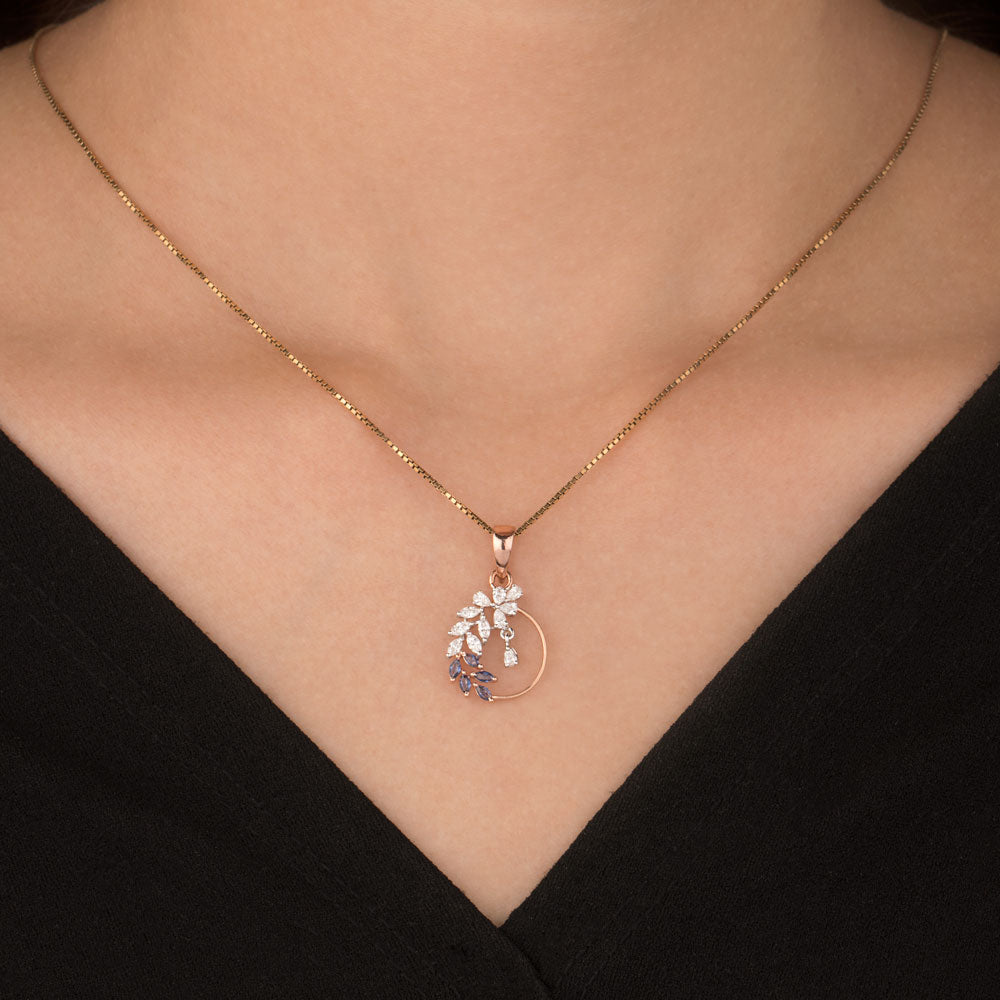 18K Two Tone Gold Diamond Pendant - 0.43ct VVS-EF with Colour Stones
