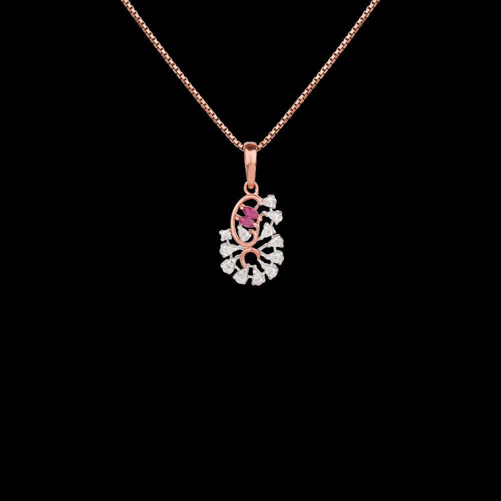 18K Two Tone Gold Diamond Pendant - 0.315ct VVS-EF with Colour Stones
