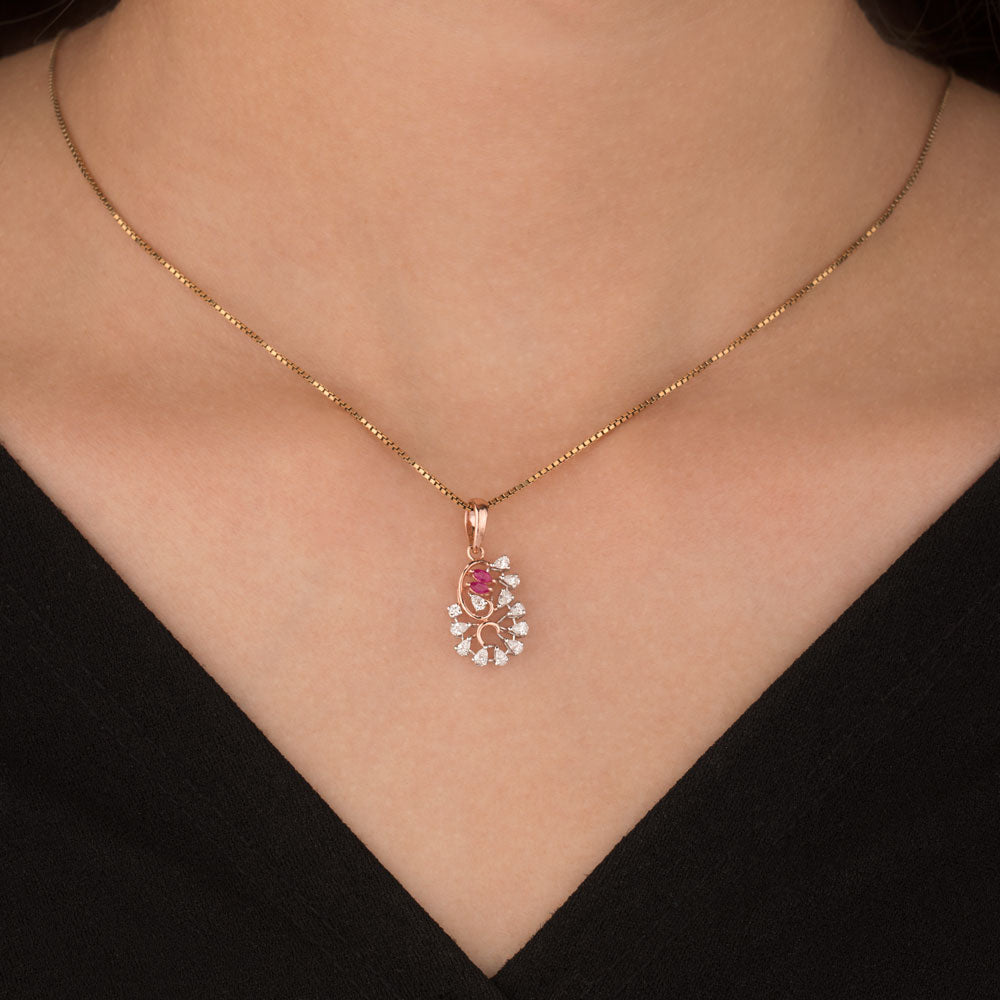 18K Two Tone Gold Diamond Pendant - 0.315ct VVS-EF with Colour Stones