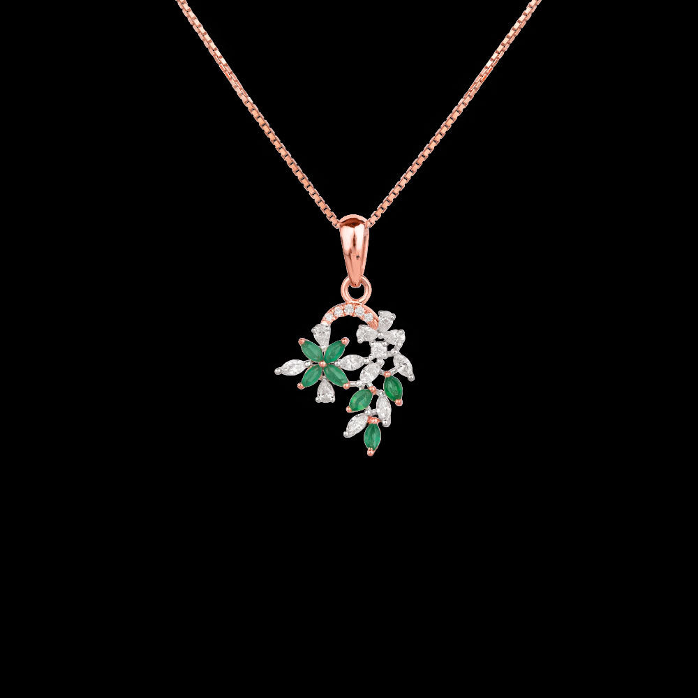 18K Two Tone Gold Diamond Pendant - 0.39ct VVS-EF with Colour Stones