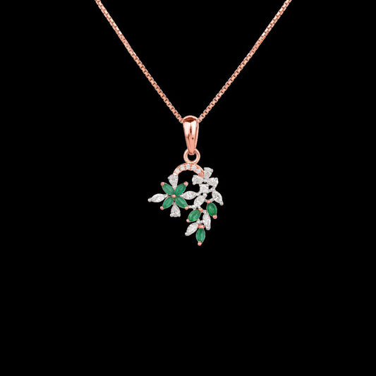 18K Two Tone Gold Diamond Pendant - 0.39ct VVS-EF with Colour Stones