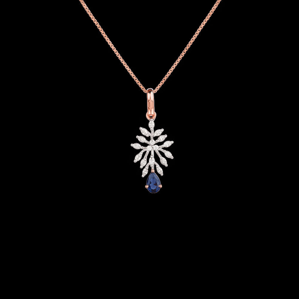 18K Two Tone Gold Diamond Pendant - 0.305ct VVS-EF with Colour Stones