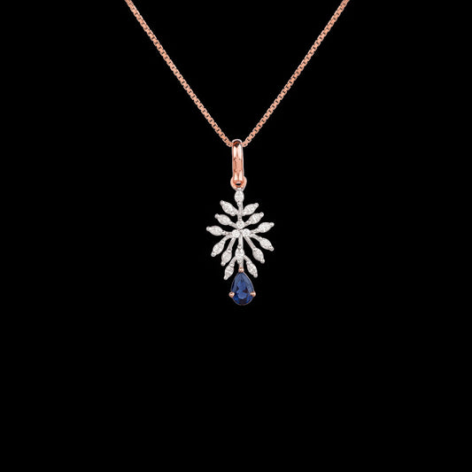 18K Two Tone Gold Diamond Pendant - 0.305ct VVS-EF with Colour Stones
