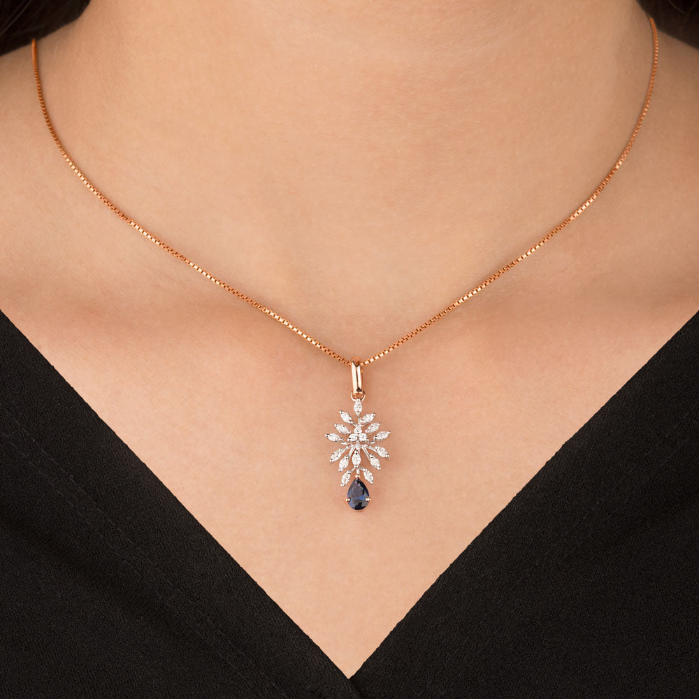 18K Two Tone Gold Diamond Pendant - 0.305ct VVS-EF with Colour Stones