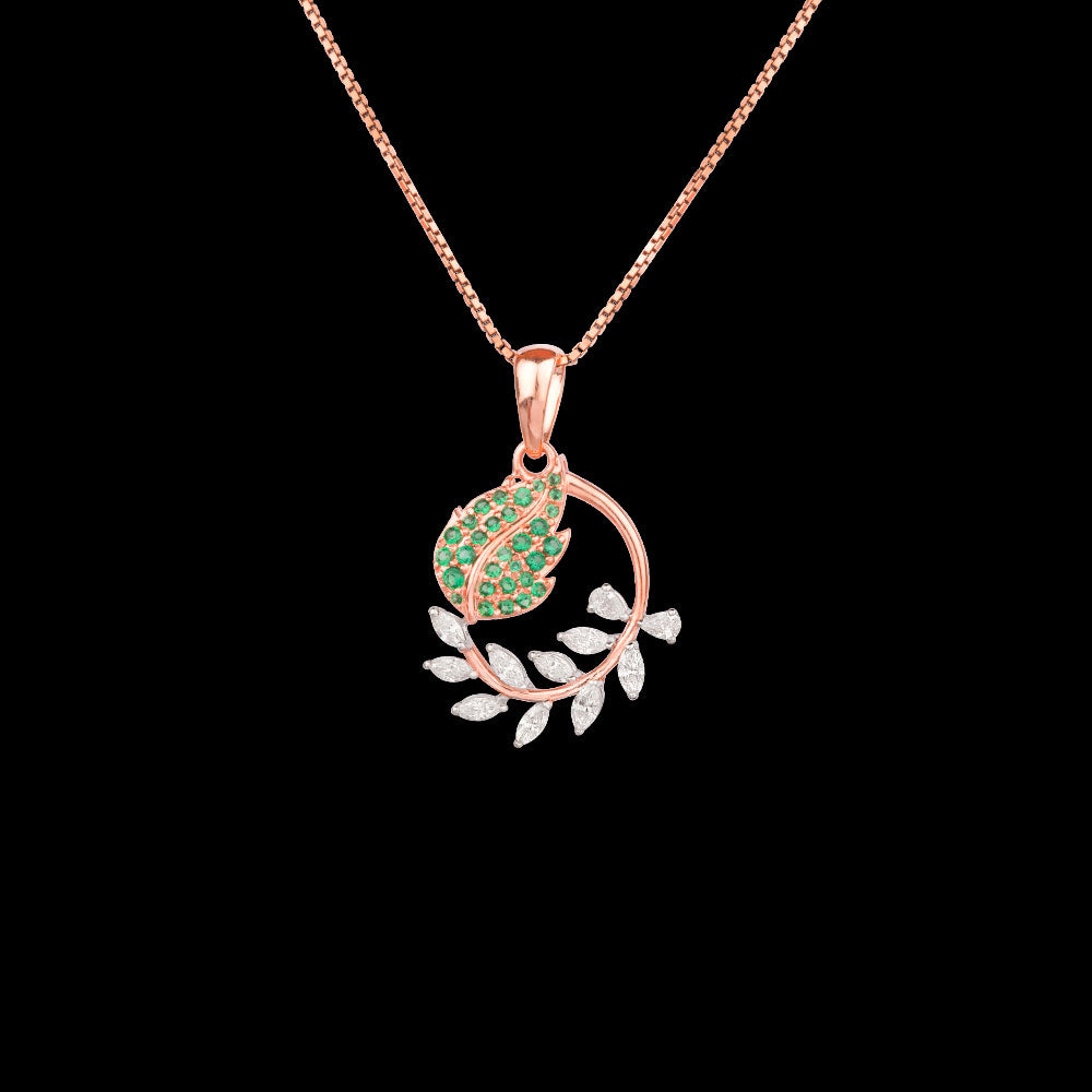18K Two Tone Gold Diamond Pendant - 0.46ct VVS-EF with Colour Stones
