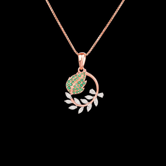 18K Two Tone Gold Diamond Pendant - 0.46ct VVS-EF with Colour Stones
