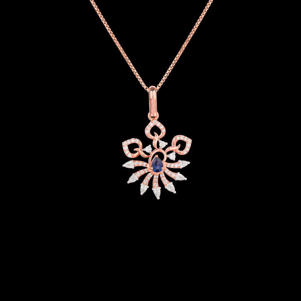 18K Two Tone Gold Diamond Pendant - 0.48ct VVS-EF with Colour Stones