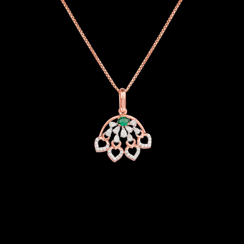 18K Two Tone Gold Diamond Pendant - 0.41ct VVS-EF with Colour Stones