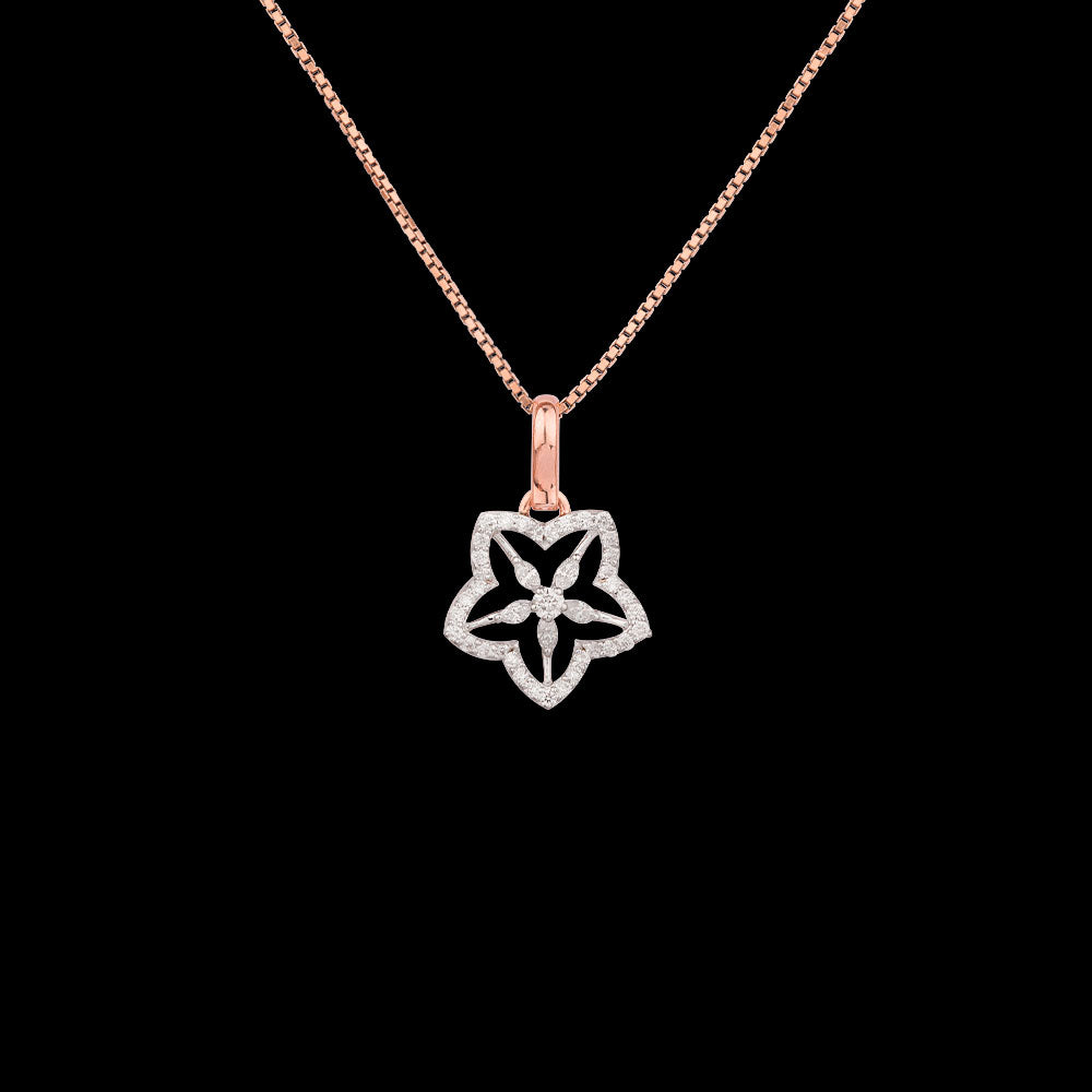 18K Two Tone Gold Diamond Pendant - 0.37ct VVS-EF
