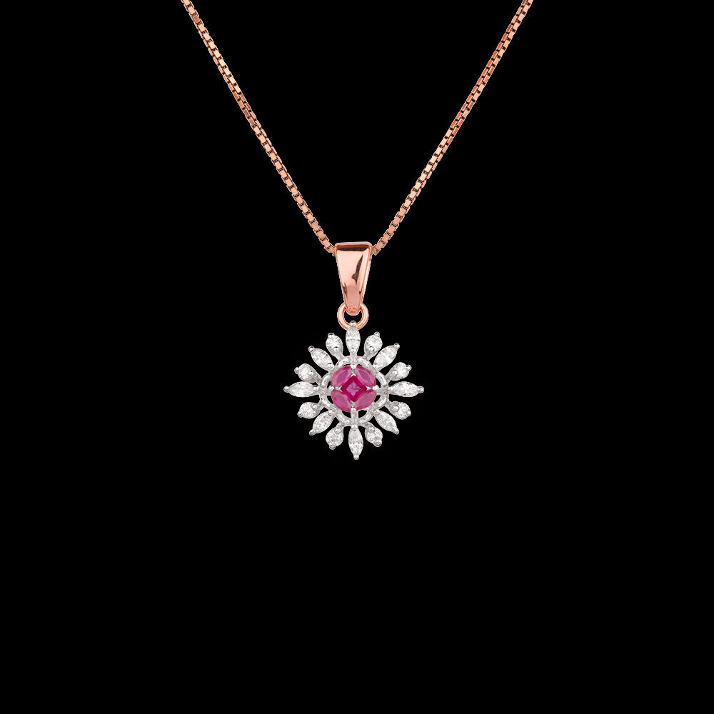 18K Two Tone Gold Diamond Pendant - 0.38ct VVS-EF with Colour Stones