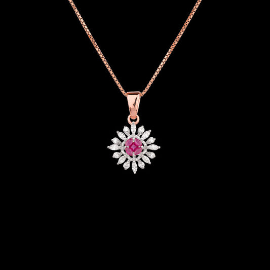 18K Two Tone Gold Diamond Pendant - 0.38ct VVS-EF with Colour Stones