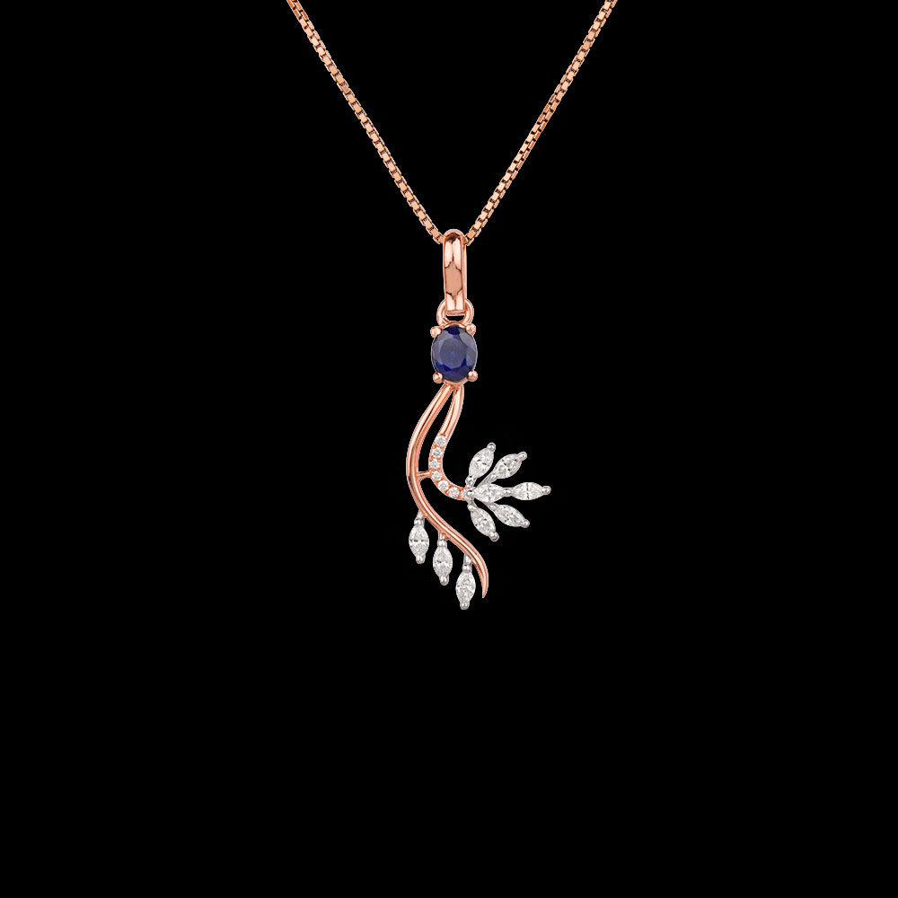 18K Two Tone Gold Diamond Pendant - 0.41ct VVS-EF with Colour Stones