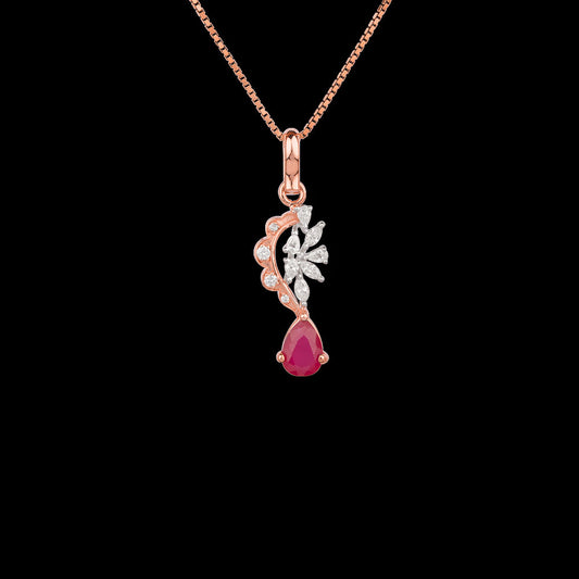 18K Two Tone Gold Diamond Pendant - 0.305ct VVS-VS-EF with Colour Stones