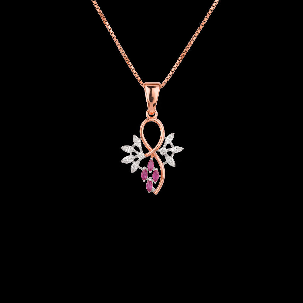 18K Two Tone Gold Diamond Pendant - 0.305ct VVS-EF with Colour Stones