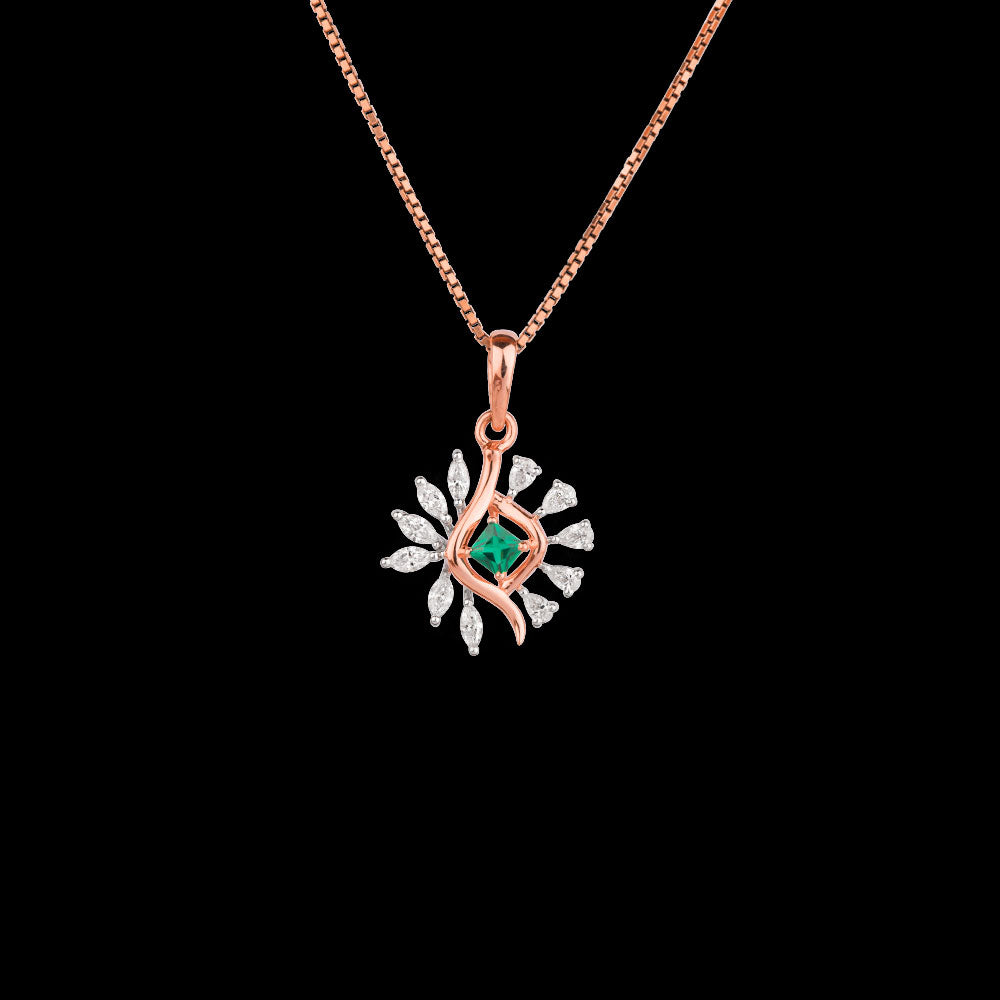 18K Two Tone Gold Diamond Pendant - 0.47ct VVS-EF with Colour Stones