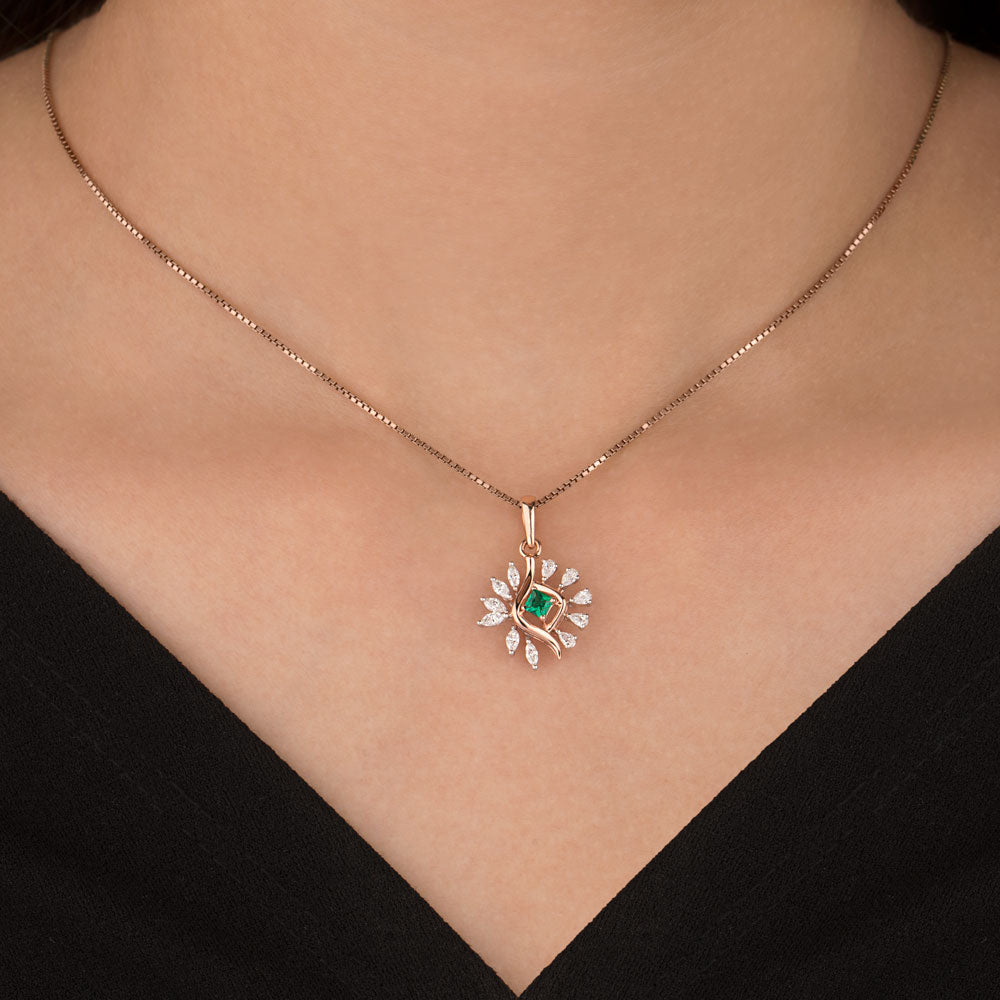 18K Two Tone Gold Diamond Pendant - 0.47ct VVS-EF with Colour Stones