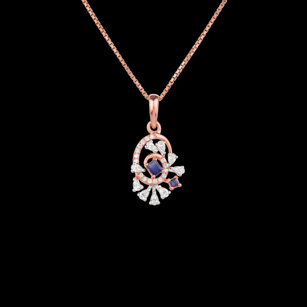 18K Two Tone Gold Diamond Pendant - 0.455ct VVS-EF with Colour Stones