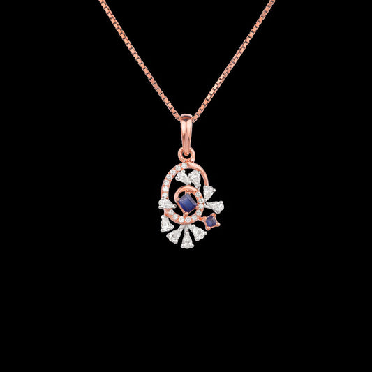 18K Two Tone Gold Diamond Pendant - 0.455ct VVS-EF with Colour Stones