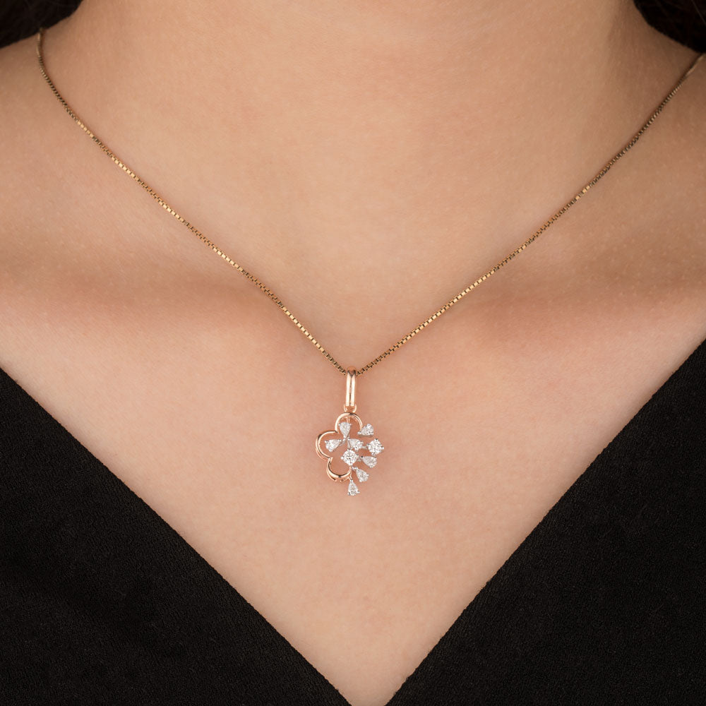18K Two Tone Gold Diamond Pendant - 0.33ct VVS-EF