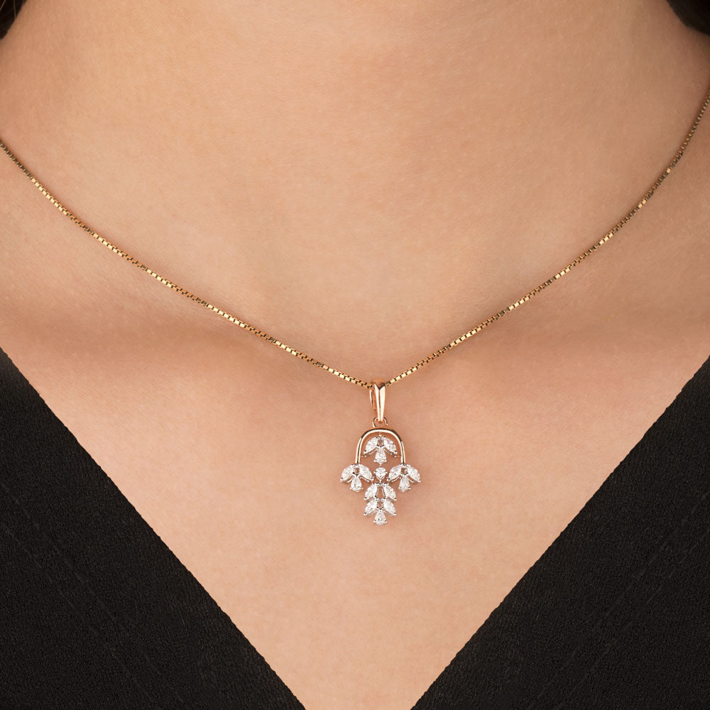 18K Two Tone Gold Diamond Pendant - 0.45ct VVS-EF