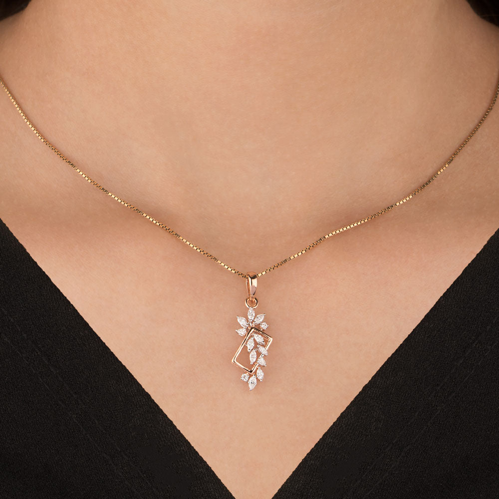 18K Two Tone Gold Diamond Pendant - 0.475ct VVS-EF
