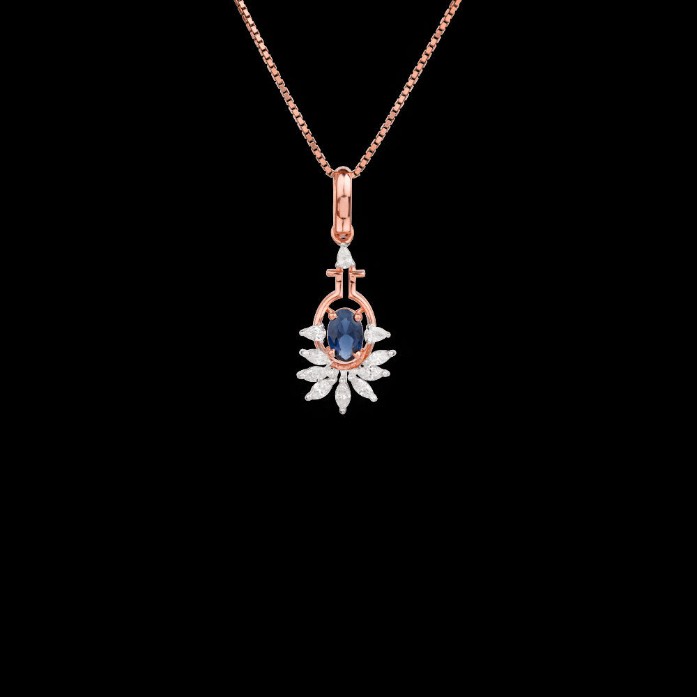 18K Two Tone Gold Diamond Pendant - 0.41ct VVS-EF with Colour Stones