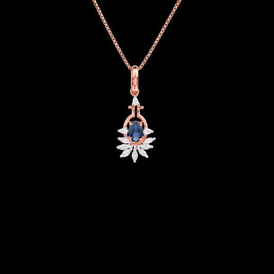 18K Two Tone Gold Diamond Pendant - 0.41ct VVS-EF with Colour Stones