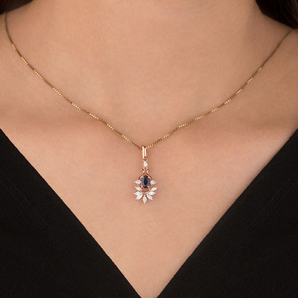 18K Two Tone Gold Diamond Pendant - 0.41ct VVS-EF with Colour Stones
