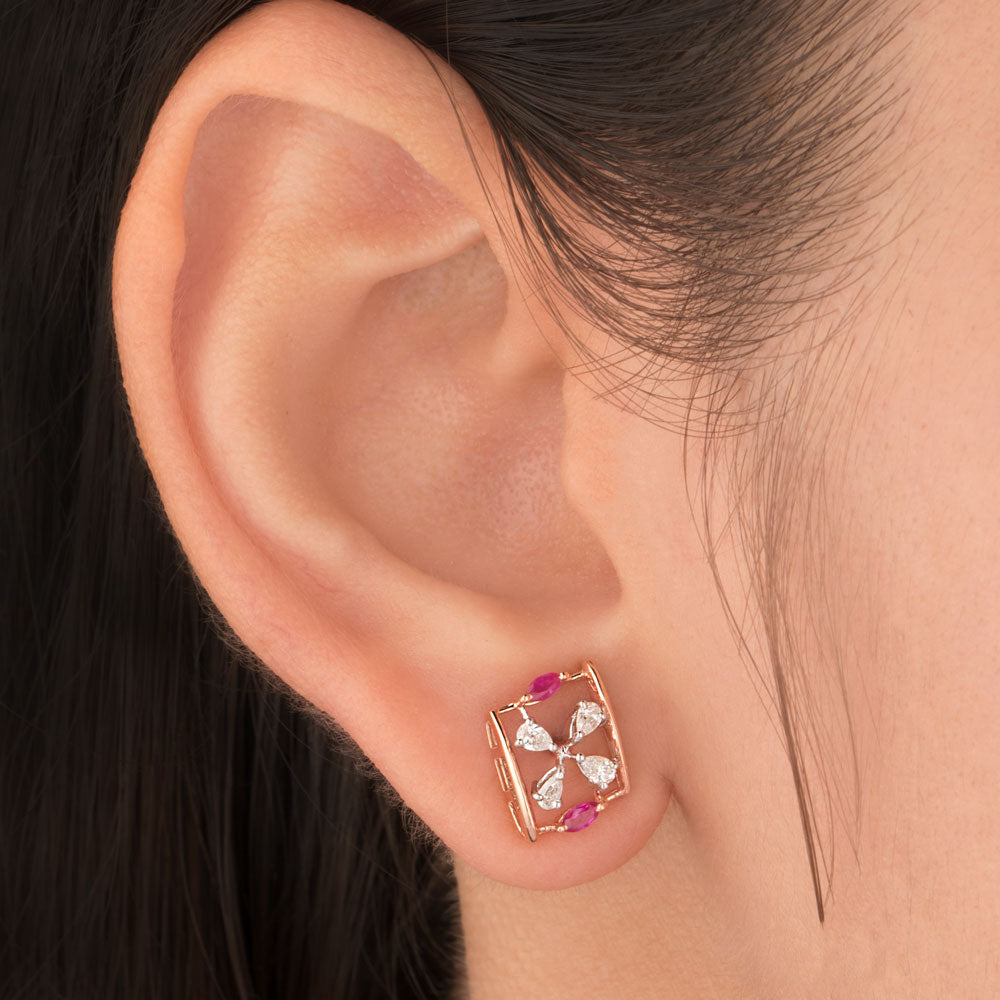 18K Two Tone Gold Diamond Jewellery - 0.235ct VVS-VS-EF with Colour Stones
