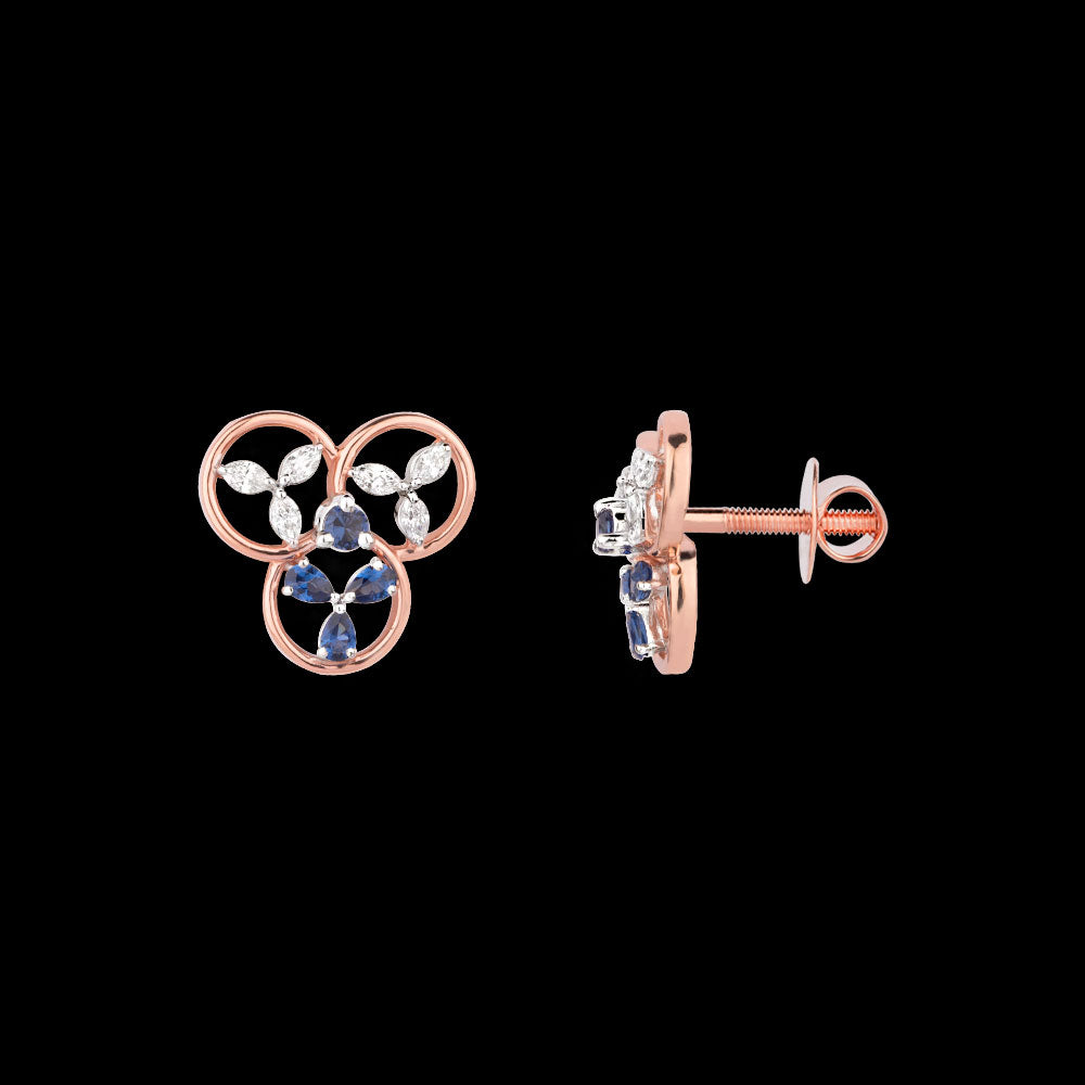 18K Two Tone Gold Diamond Jewellery - 0.38ct VVS-VS-EF with Colour Stones