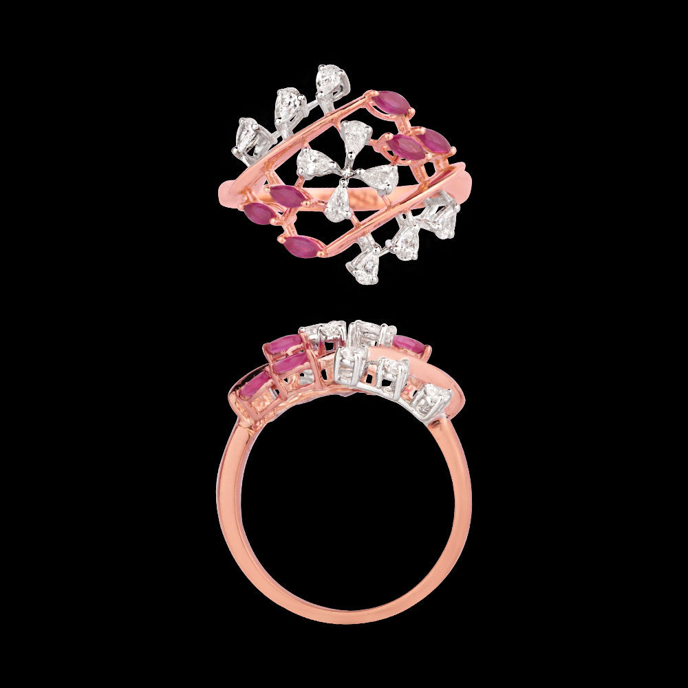 18K Two Tone Gold Diamond Jewellery - 0.305ct VVS-VS-EF with Colour Stones