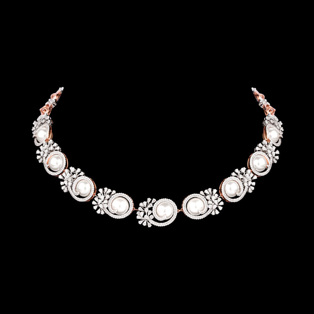 18K Two Tone Gold Diamond Necklace - 9.42ct VVS-VS-EF with Colour Stones