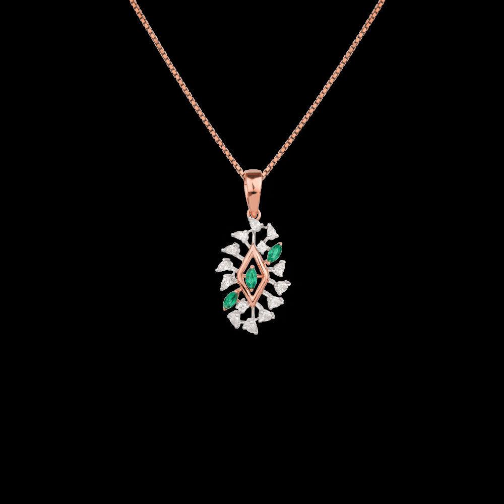 18K Two Tone Gold Diamond Pendant - 0.365ct VVS-VS-EF with Colour Stones
