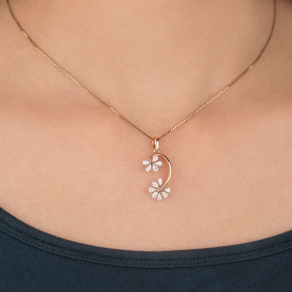 18K Two Tone Gold Diamond Pendant - 0.534ct VVS-VS-EF