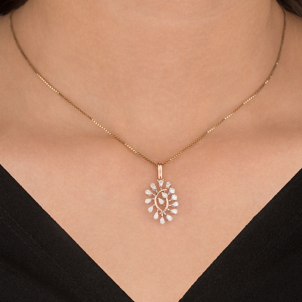 18K Two Tone Gold Diamond Pendant - 0.59ct VVS-EF